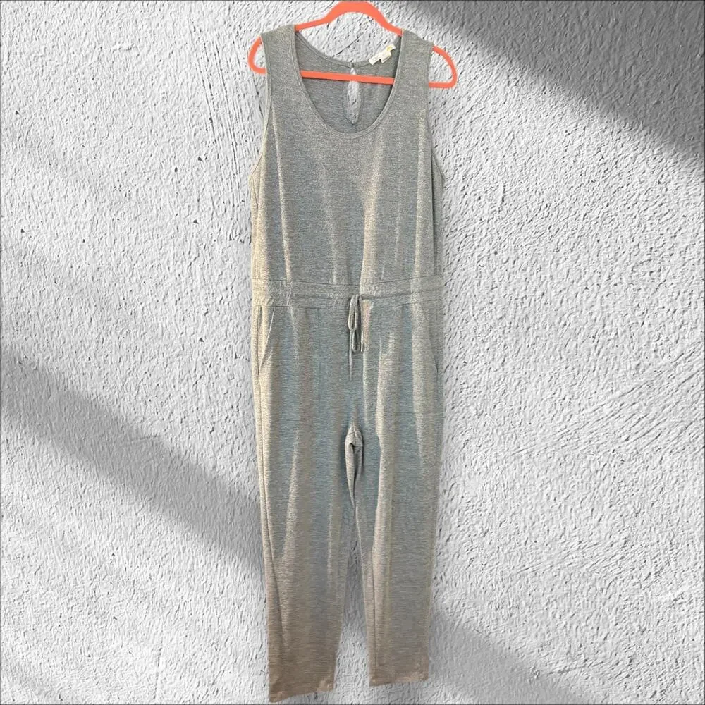 C & C of California Sleeveless Jumper Gray XL Elastic Tie Waist Minimalist comfy